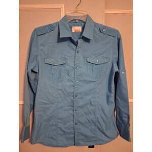 Sovereign Code Big Boys Large 14-16 Button Up Blue LS Shirt Vintage